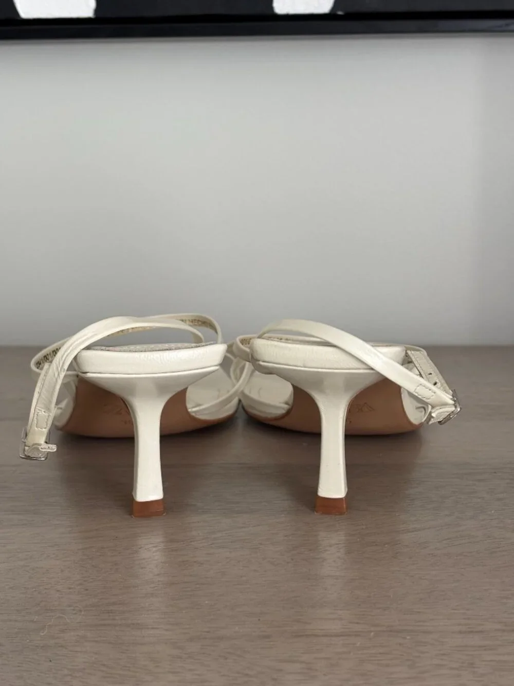 ZARA Square Toe White Leather Heeled Sandals size EU35 - Picture 5 of 7